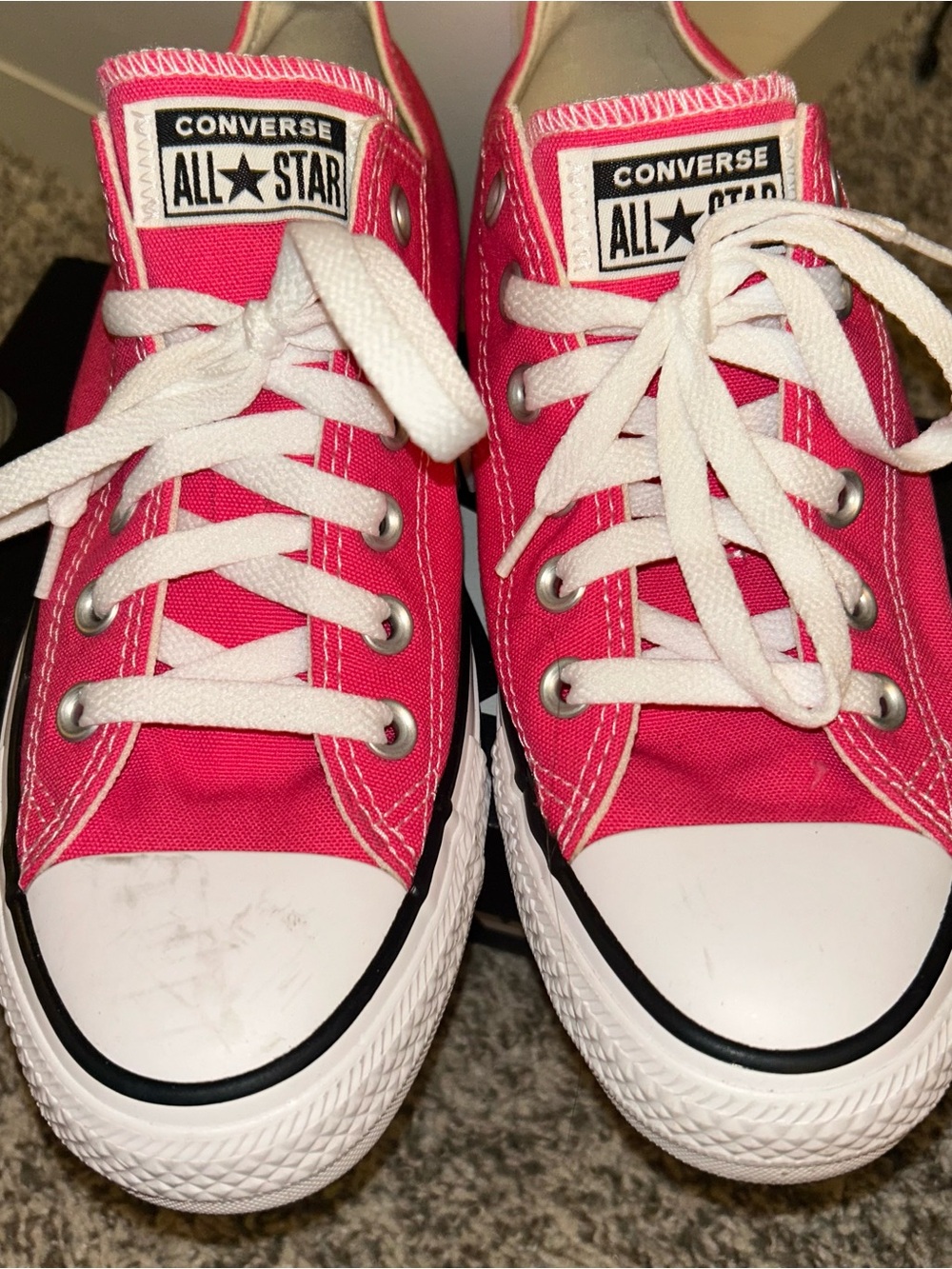 Converse Low Top Sneakers in Hot Pink and White
